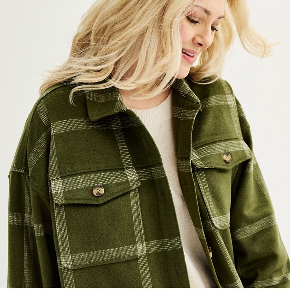 NWT Sonoma Green Plaid Shacket in Size 0X, 1X, 2X, 4X - Picture 2 of 16